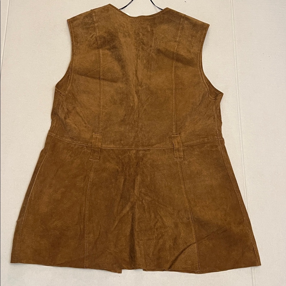 ZARA BROWN LEATHER LACE-UP FESTIVAL BOHO VEST SIZE MEDIUM - Picture 5 of 16